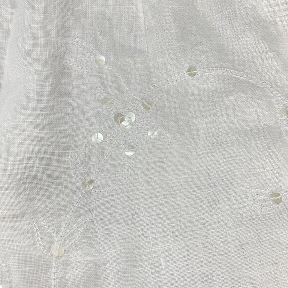 J JILL Women Pants Embroidered 100% Linen Wide Leg Size 8 White Sequence 79-16 - Picture 9 of 9